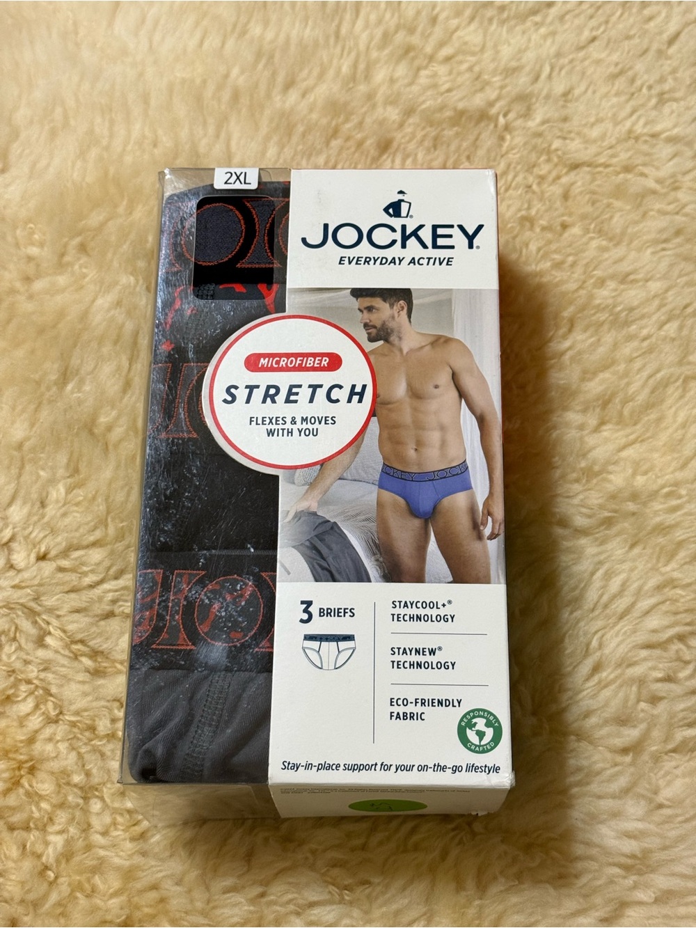 Jockey Men’s Microfiber Stretch Briefs – Black & Blue (3-Pack) - Retail 36
